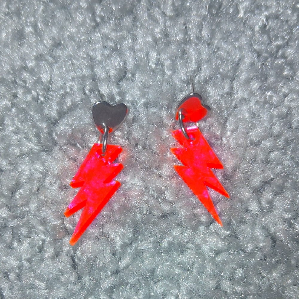 Red Lightning Bolt Earrings